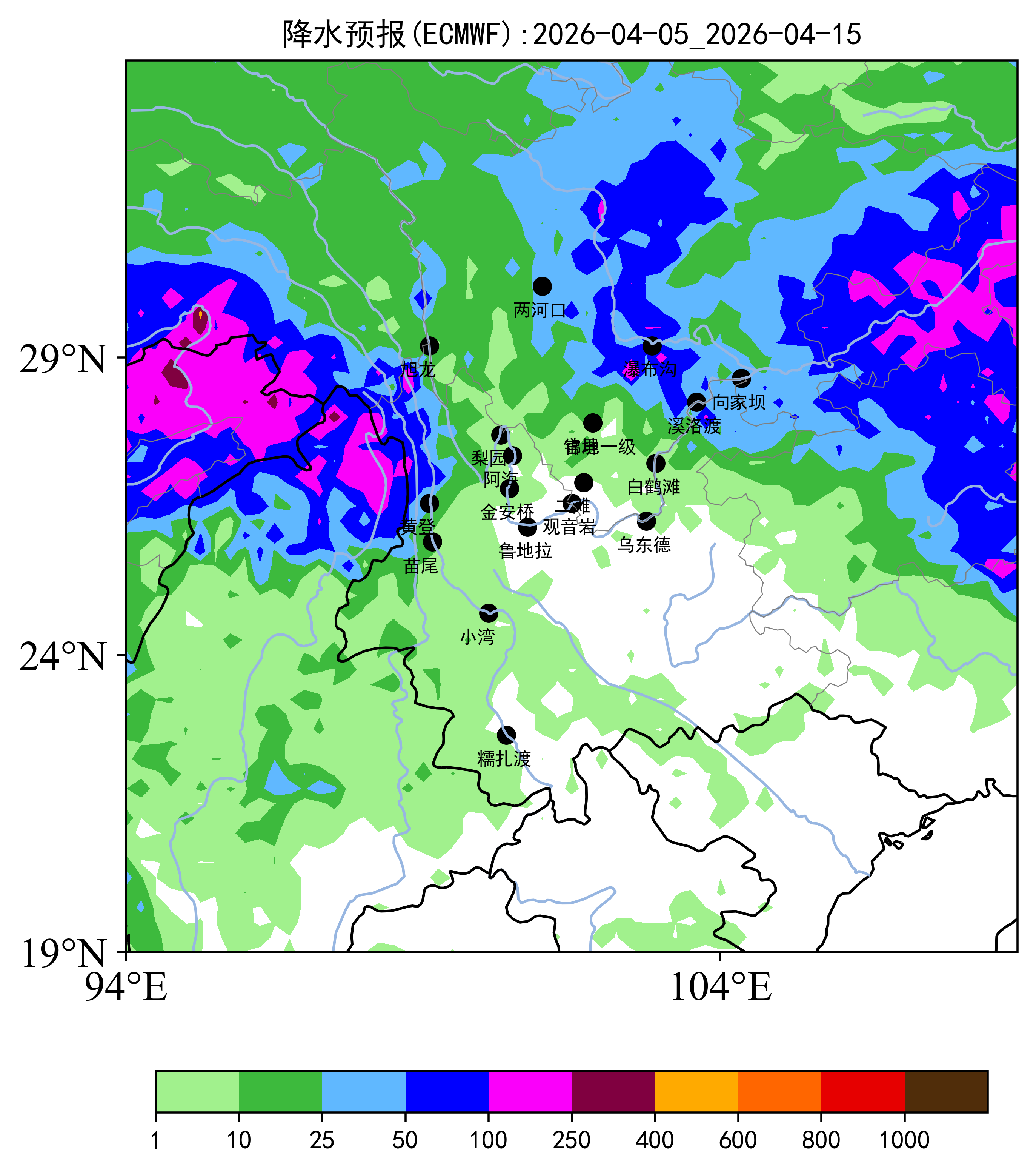 区域降水预报图
