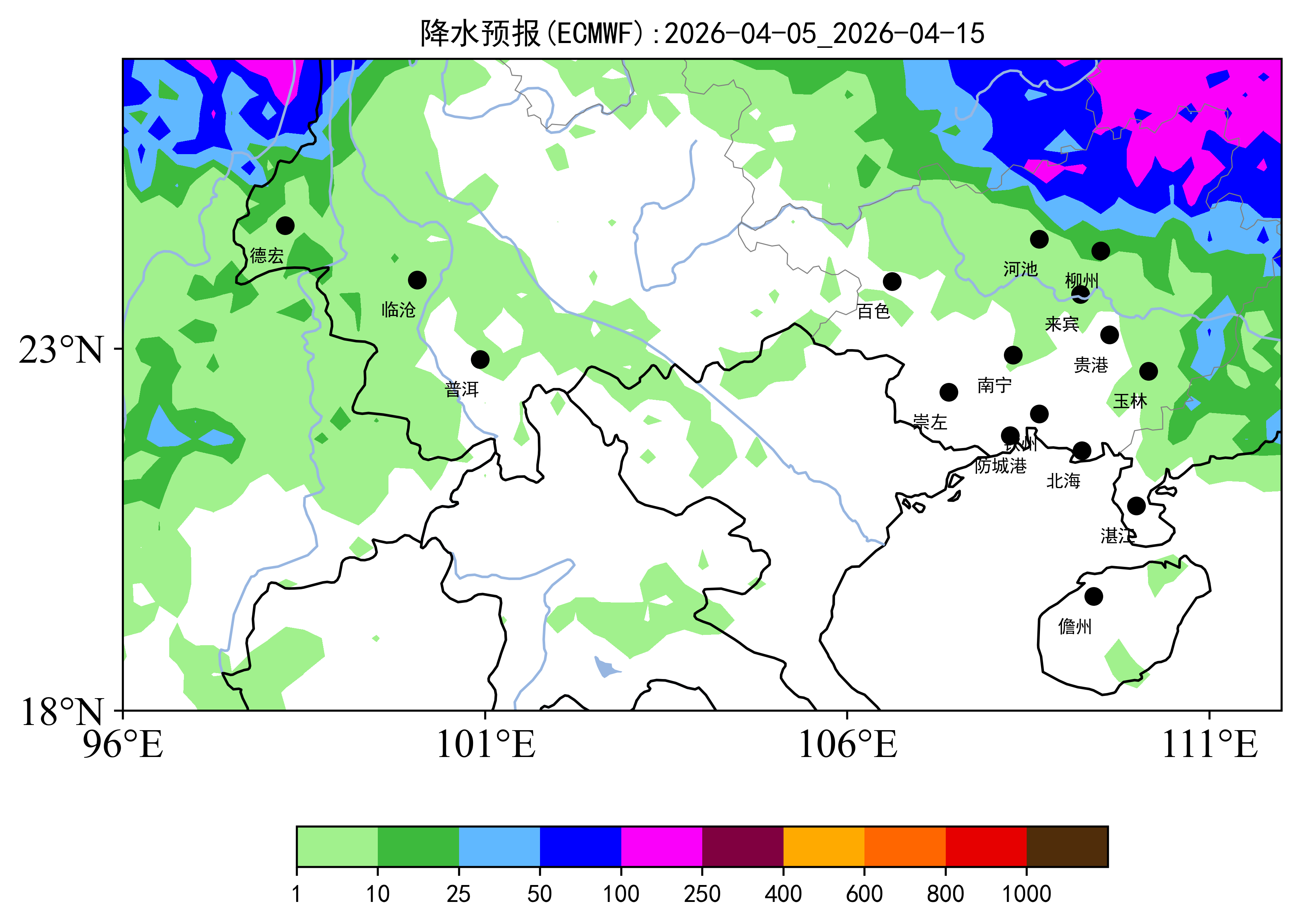 区域降水预报图